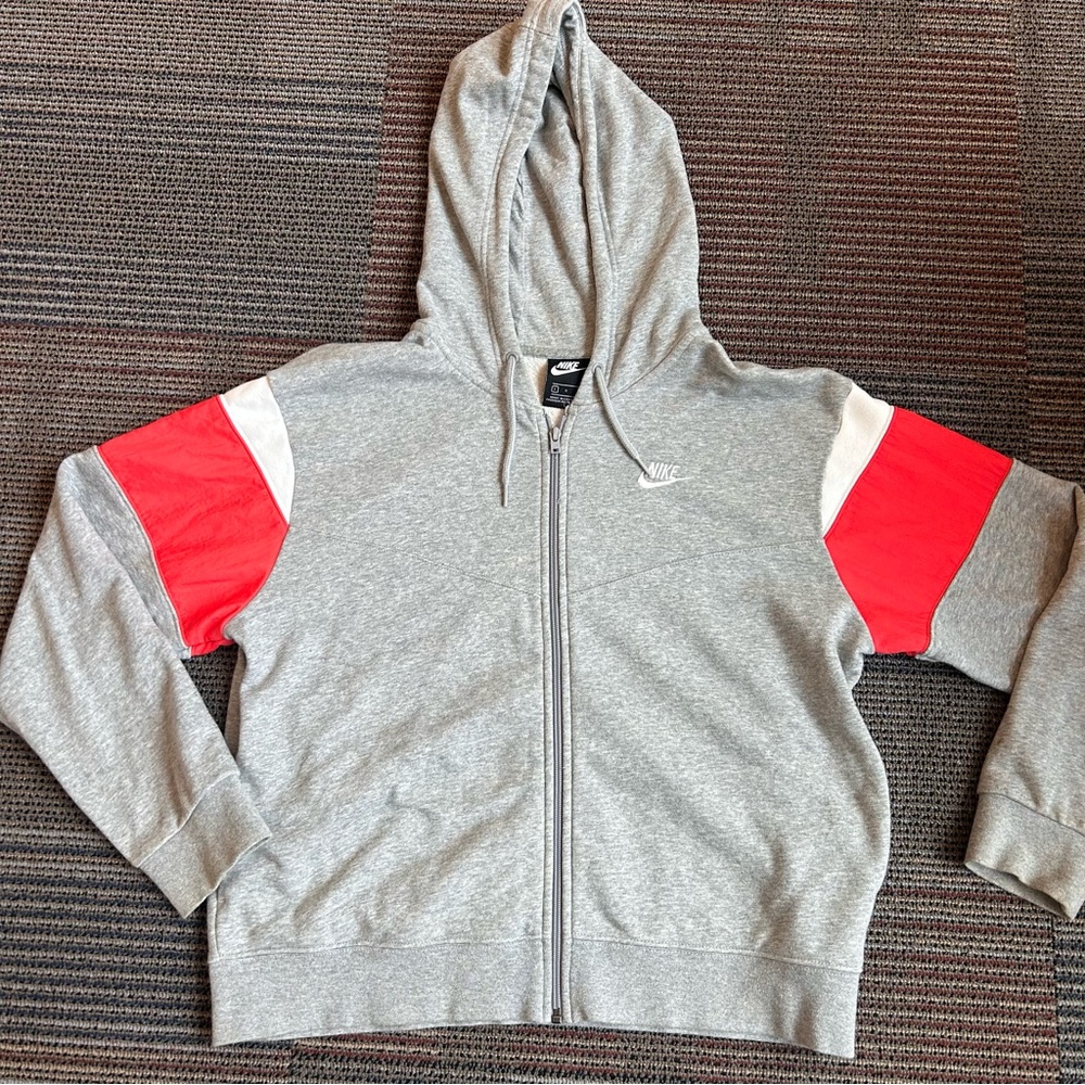 Nike Zip Up Hoodie  Size L Gray Front Pockets